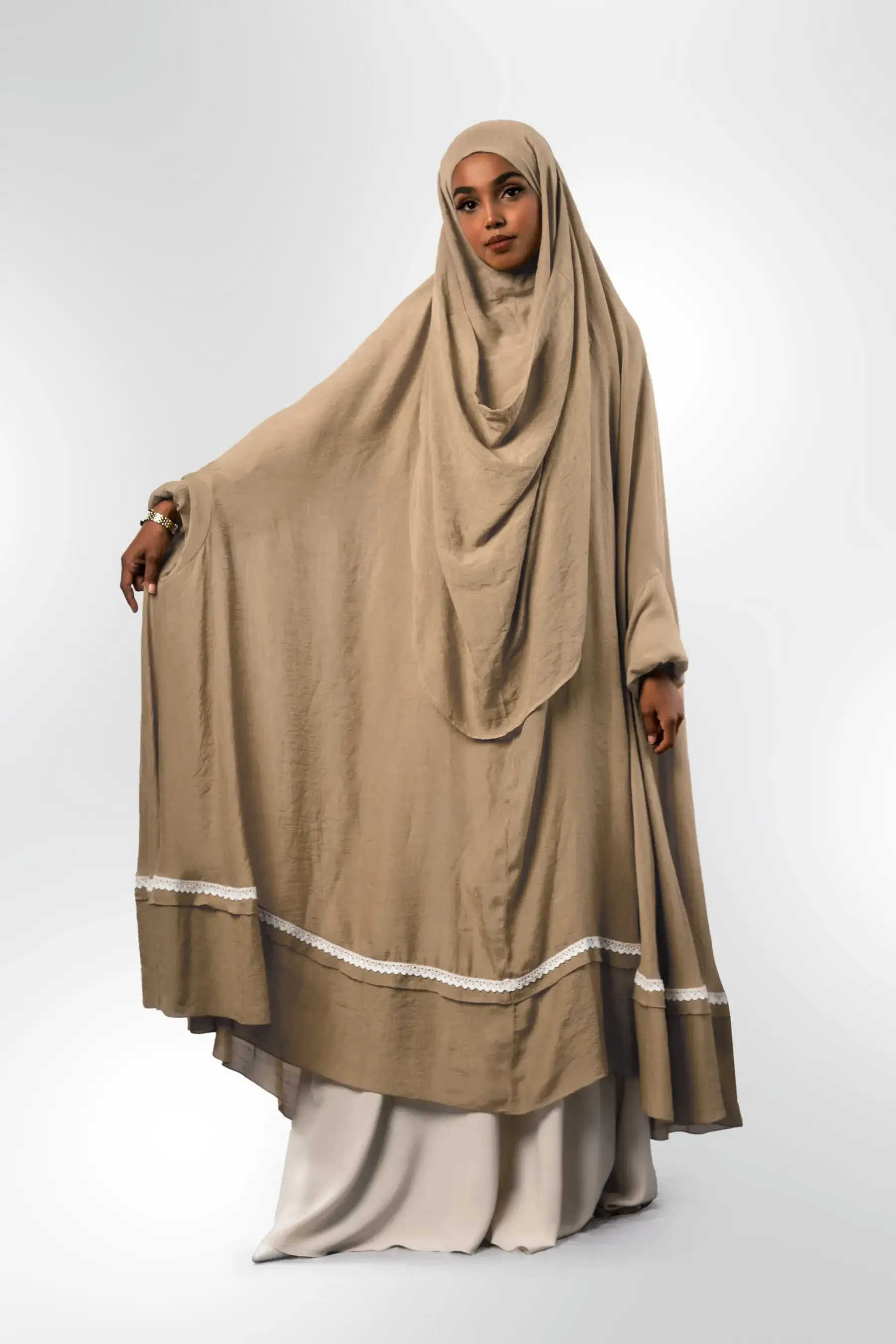 Lace Khimar - Blush Nude
