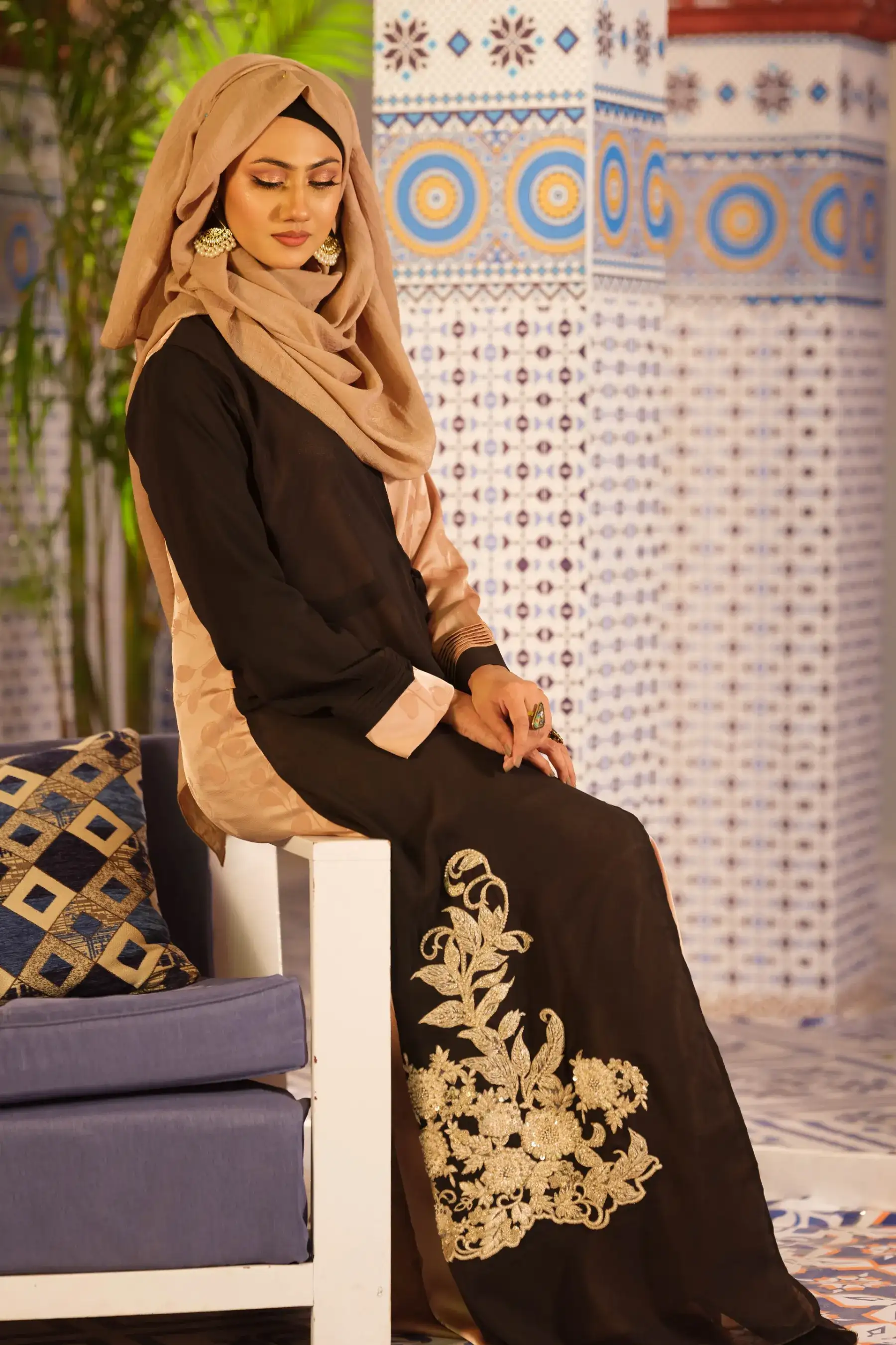 Robe Abaya Duo chrome - BEIGE