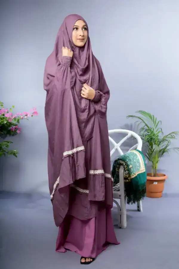 Lace Khimar – Mauve