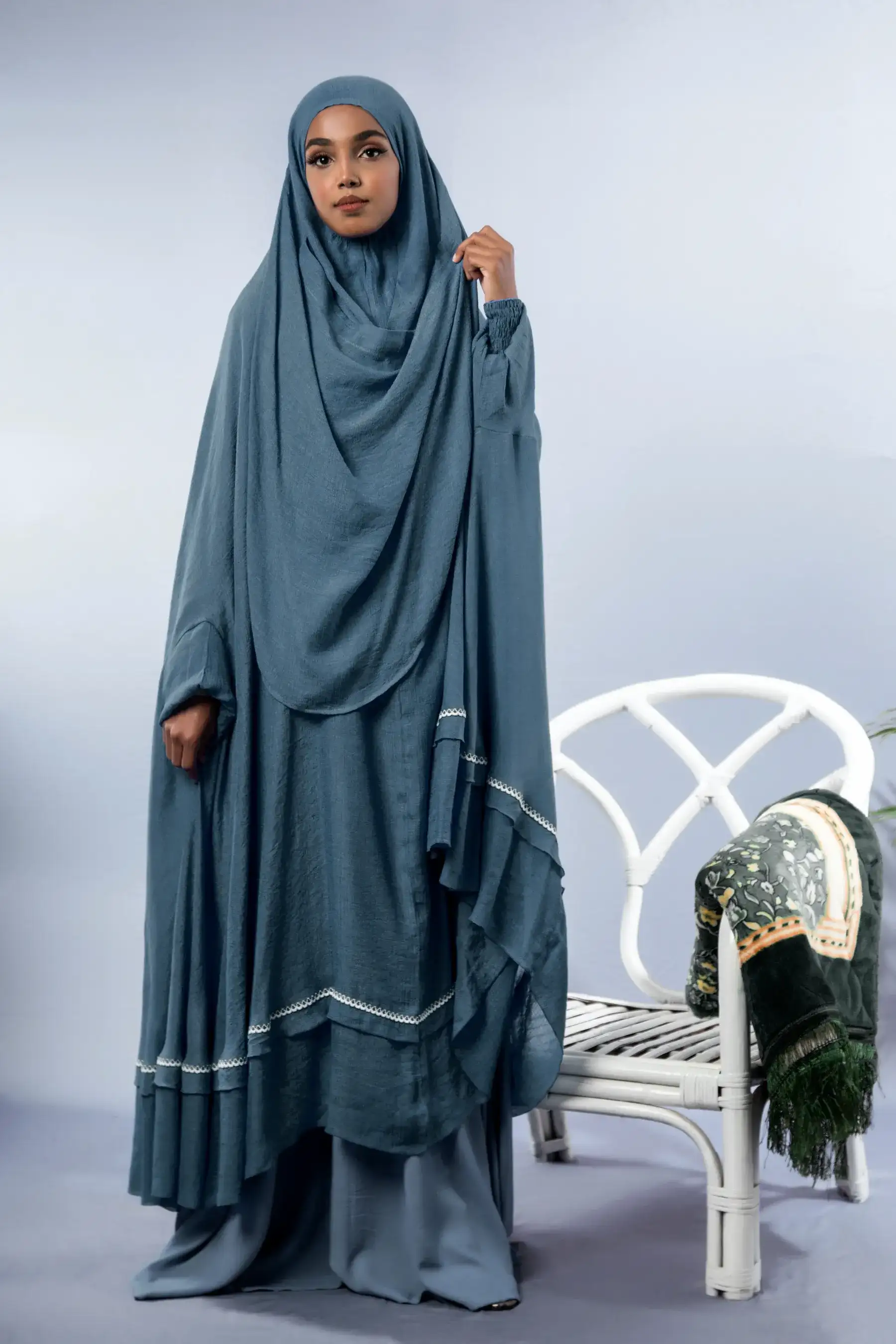 Lace Khimar - Steel Blue