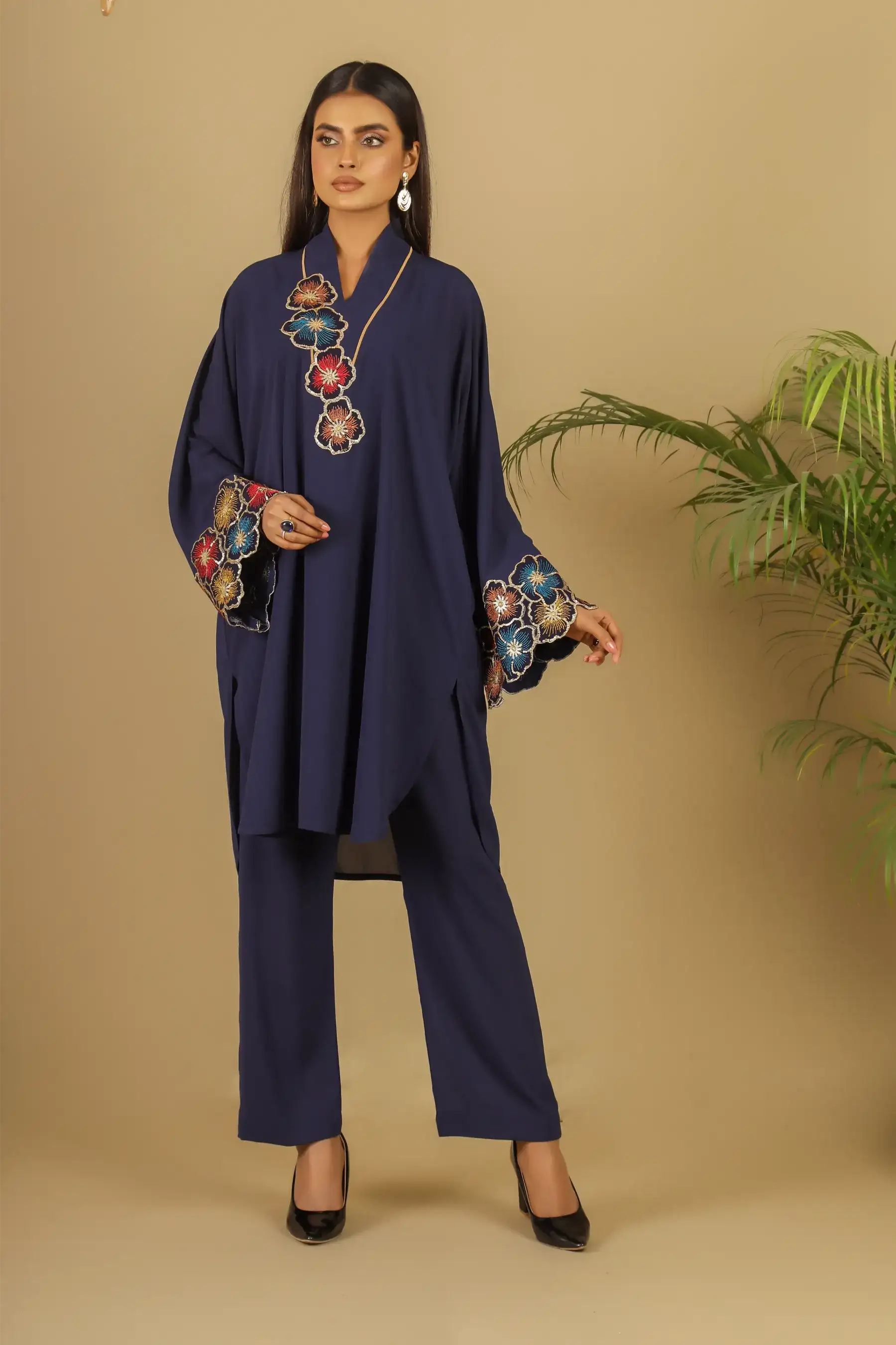 Hibiscus Co-ord Set – Navy