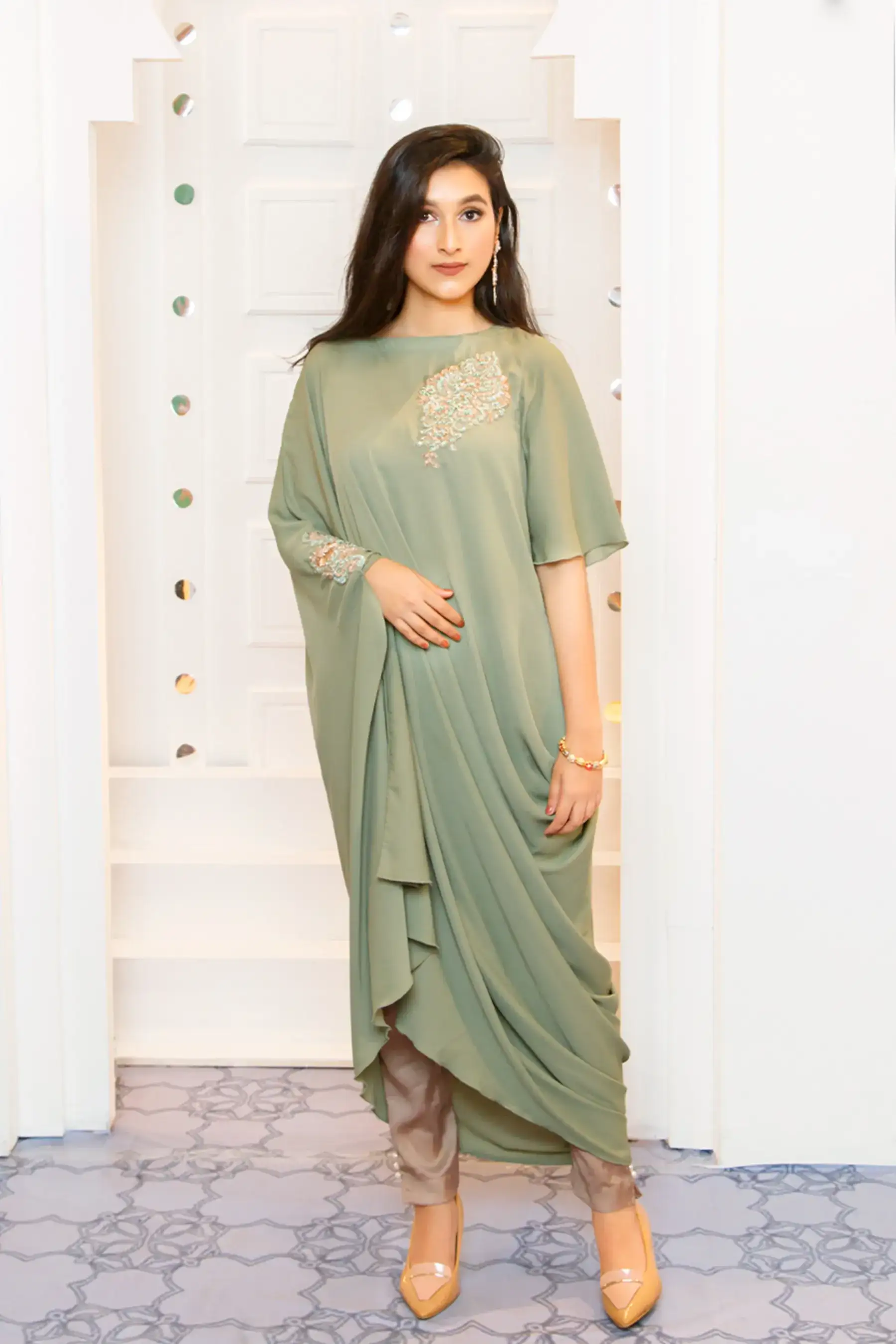 Drape Dress - MINT OLIVE