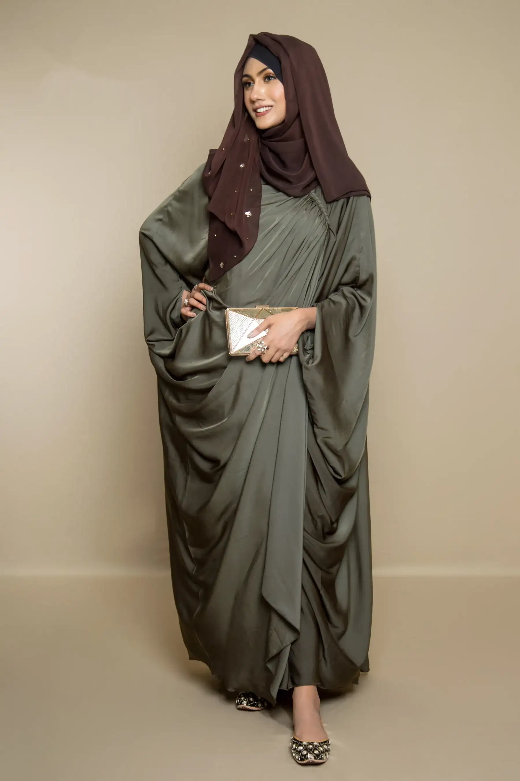 Solid Roman Abaya - OLIVE