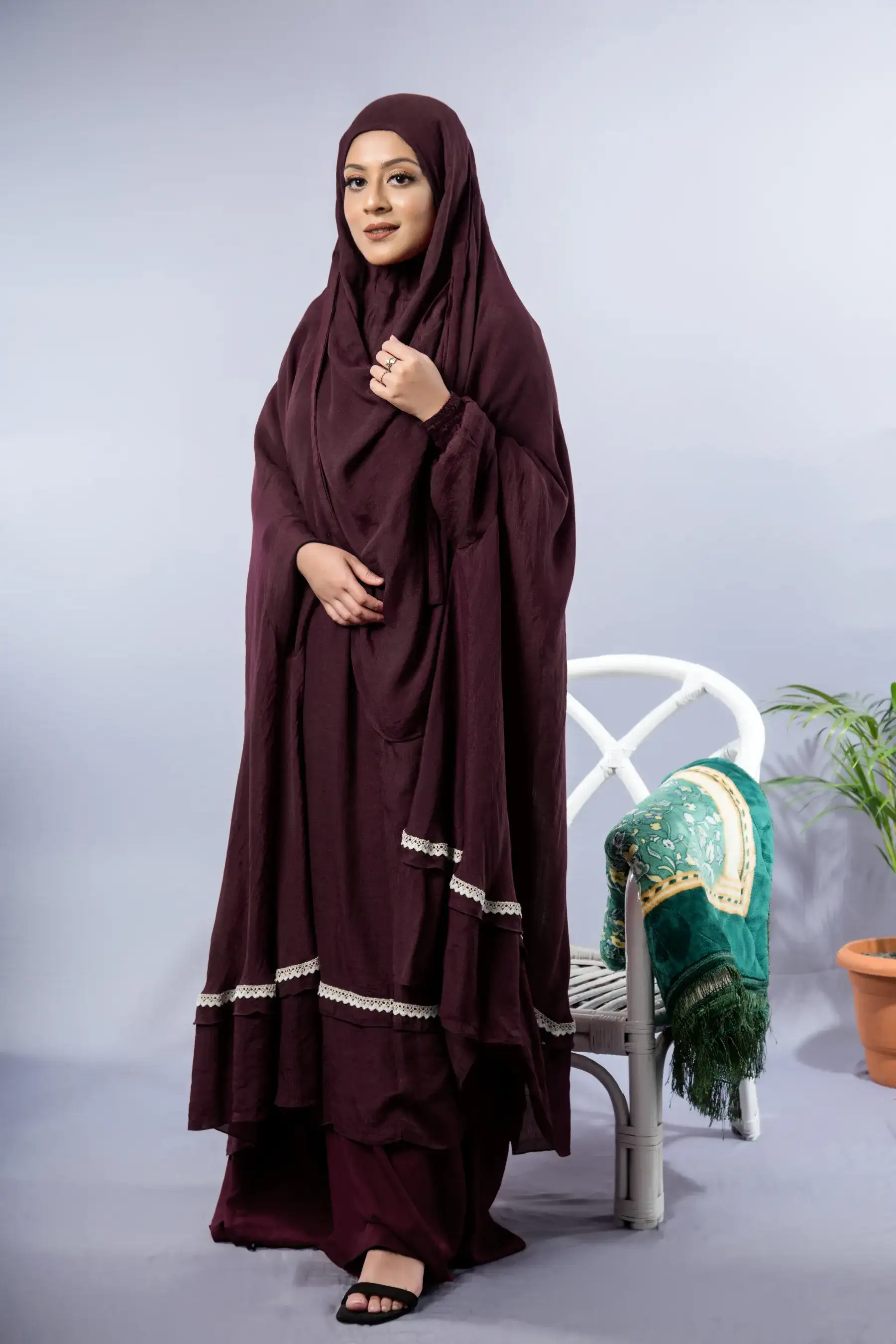 Lace Khimar – Plum
